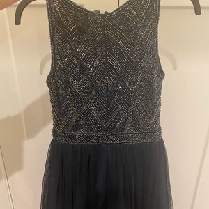 Formal navy beaded chiffon dress